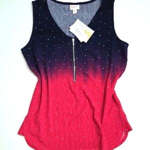 Women's Sleeveless Gradient Top with Zipper